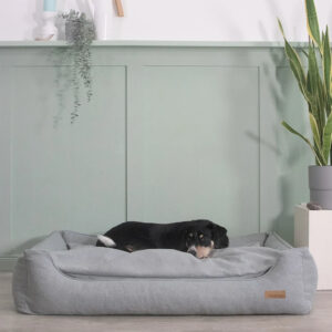 Alternative view of BUDDY. Hundebett mit Rand - grau/blau - aus recycelten Materialien
