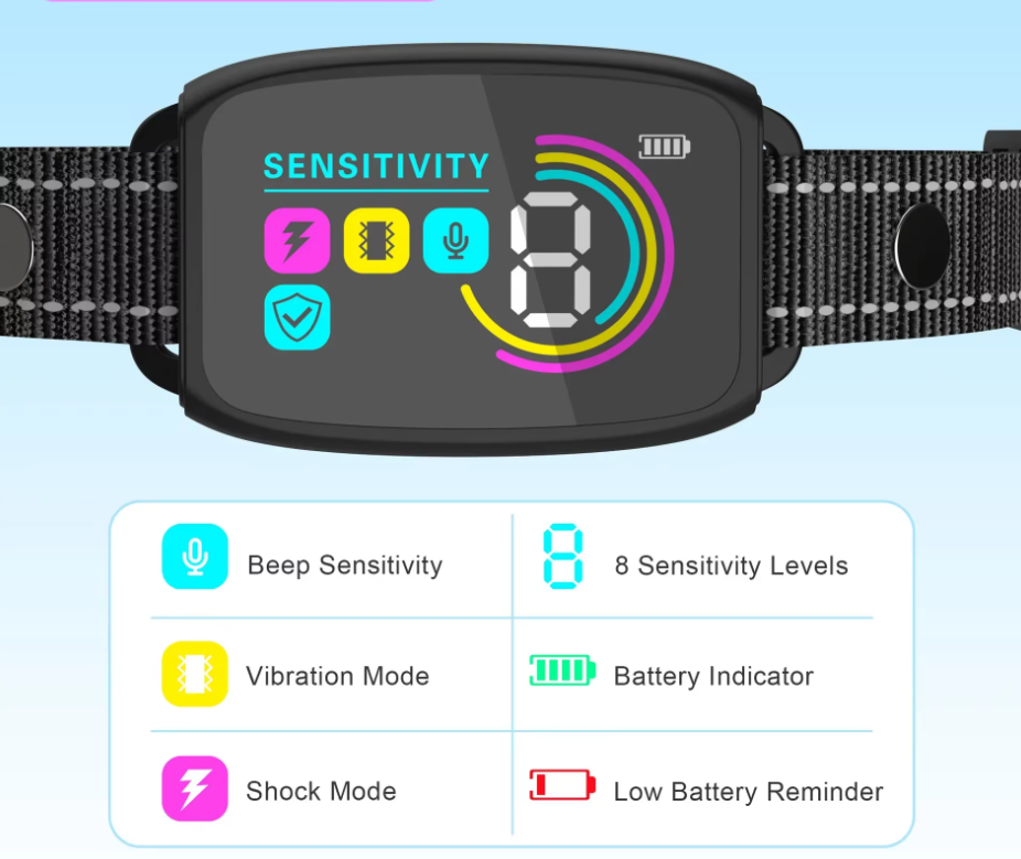 Hundetraining Halsband – 8 Stufen Empfindlichkeit Vibration Schockmodus - Image 5